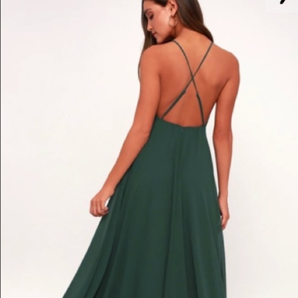 Forest green floor length dress